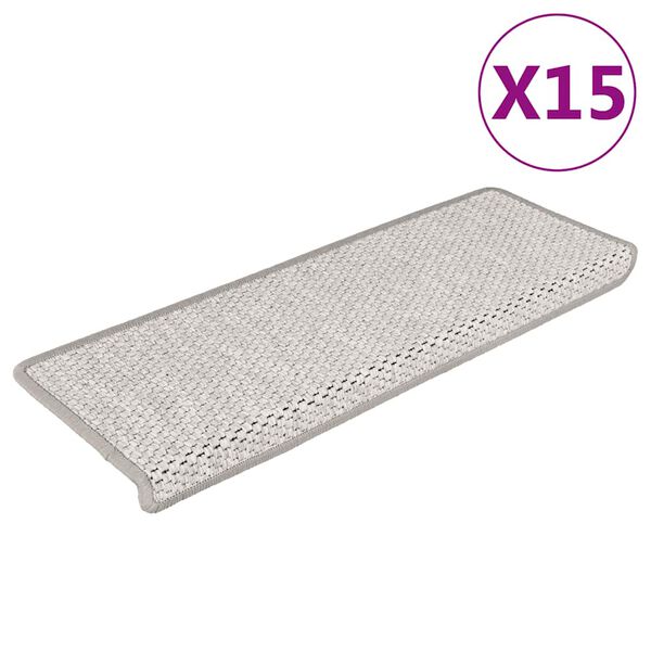 vidaXL Tapis d'escalier autocollants aspect sisal 15 pcs 65x21x4 cm