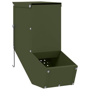 vidaXL Distributeur pour lapins Vert olive 12,5 x 26 x 28,5 cm 1 kg