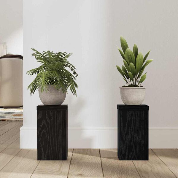 vidaXL Support de Plante 2 pcs Chêne noir 10 x 10 x 18 cm