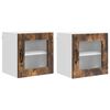 vidaXL Cabinet de Verre Mural PORTO 2 pc Ch&ecirc;ne fum&eacute; Bois d'ing&eacute;nierie