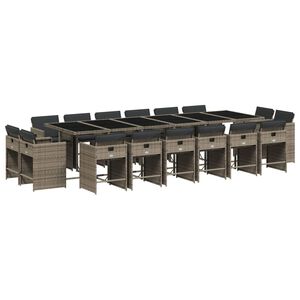 vidaXL Ensemble &agrave; manger de jardin 17 pcs et coussins r&eacute;sine tress&eacute;e