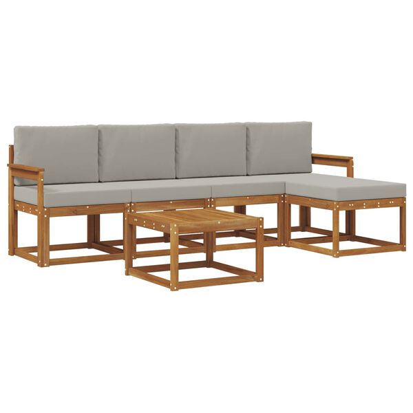 vidaXL Ensemble de canap&eacute;s d'ext&eacute;rieur 6 pcs Gris Naturel et Clair