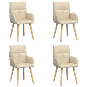 vidaXL Chaises de salle &agrave; manger 4 pc Tissu Cr&egrave;me 60 x 56 x 96 cm