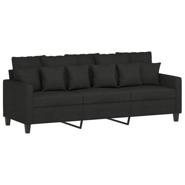vidaXL Ensemble de canapés 3 pcs avec coussins Noir Tissu