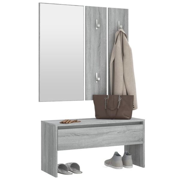 vidaXL Ensemble de meubles de couloir Sonoma gris Bois d'ingénierie
