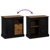 vidaXL Buffet HALDEN porte coulissante noir 80x40x80 cm bois massif