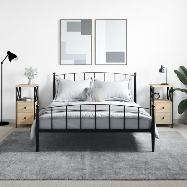 vidaXL Tables de chevet 2pcs ch&ecirc;ne sonoma 34x35,5x70cm bois ing&eacute;nierie