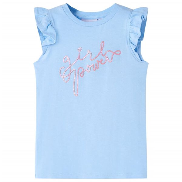 T-shirt enfants avec manches à volants bleu clair 92