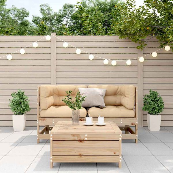vidaXL Salon de jardin 3 pcs avec coussins Bois de pin massif