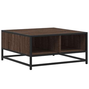 vidaXL Table basse ch&ecirc;ne marron 60,5x60,5x30cm bois d'ing&eacute;nierie/m&eacute;tal