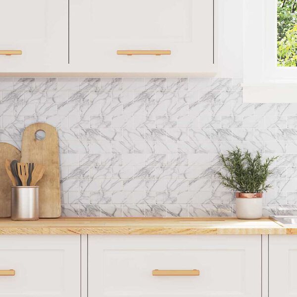 vidaXL Carreau de m&eacute;tro 10 pcs Marbre blanc 30,5 x 30,5 cm