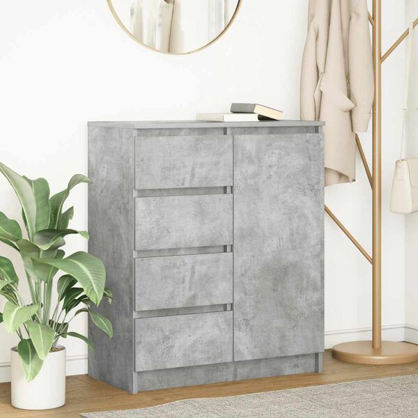vidaXL Buffet avec tiroirs gris béton 71x35x84 cm bois d'ingénierie