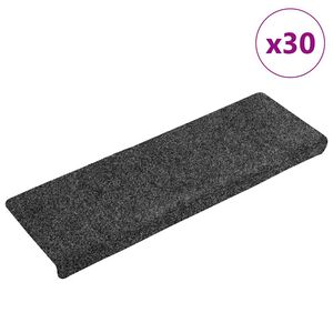 vidaXL Tapis d'escalier autocollants, 30 pi&egrave;ces, 65 x 21 x 4 cm, Gris Fonc&eacute;, bord rectangulaire