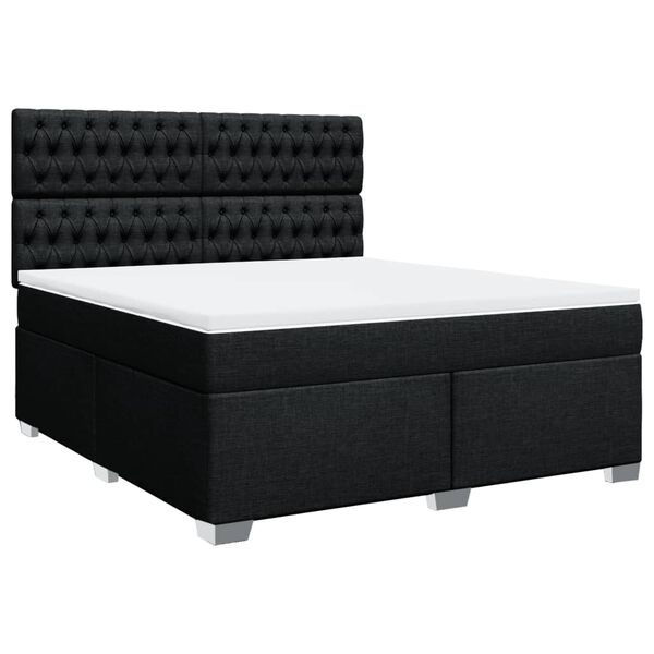 vidaXL Sommier &agrave; lattes de lit avec matelas Noir 180x200 cm Tissu