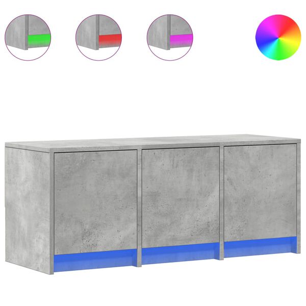 vidaXL Meuble TV avec LED gris b&eacute;ton 97x34x40 cm bois d'ing&eacute;nierie