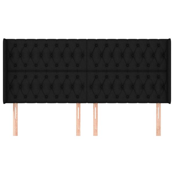 vidaXL T&ecirc;te de lit avec oreilles Noir 183x16x118/128 cm Tissu