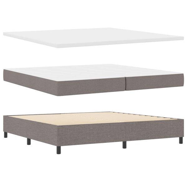 vidaXL Lit &agrave; ressorts avec matelas avec LED Taupe 200 x 200 cm tissu