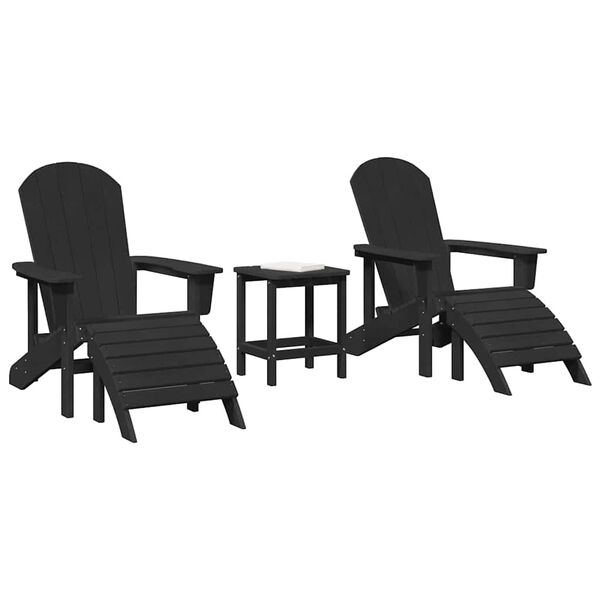 vidaXL Mobilier de jardin lounge 3 pcs Noir 38 x 38 x 46 cm Plastique