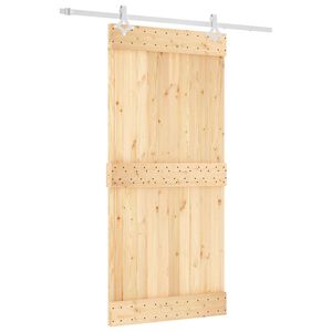 vidaXL Porte coulissante 95 x 210 cm Bois de pin massif (non trait&eacute;)