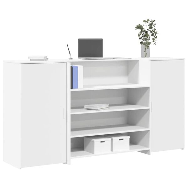vidaXL Bureau de r&eacute;ception Blanc 200x50x103,5 cm Bois d'ing&eacute;nierie
