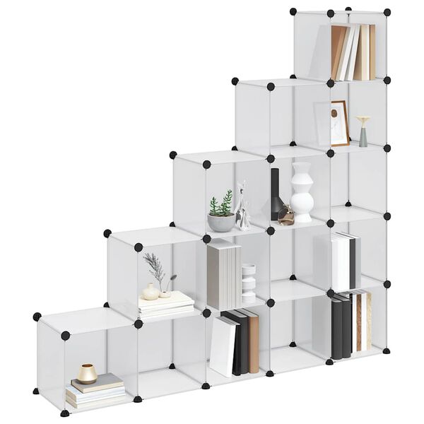 vidaXL Cubes de rangement 15 pcs Transparent PP