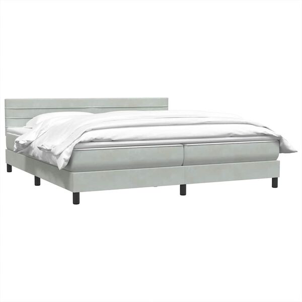 vidaXL Sommier &agrave; lattes de lit et matelas gris clair 180x210cm velours