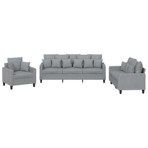vidaXL Ensemble de canap&eacute;s 3 pcs coussins gris clair tissu