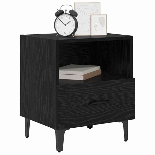 vidaXL Cabinet de chevet avec tiroir Ch&ecirc;ne noir 40 x 35 x 47.5 cm