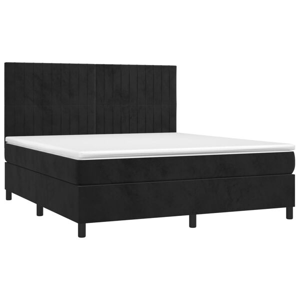vidaXL Sommier &agrave; lattes de lit matelas et LED Noir 160x200 cm Velours