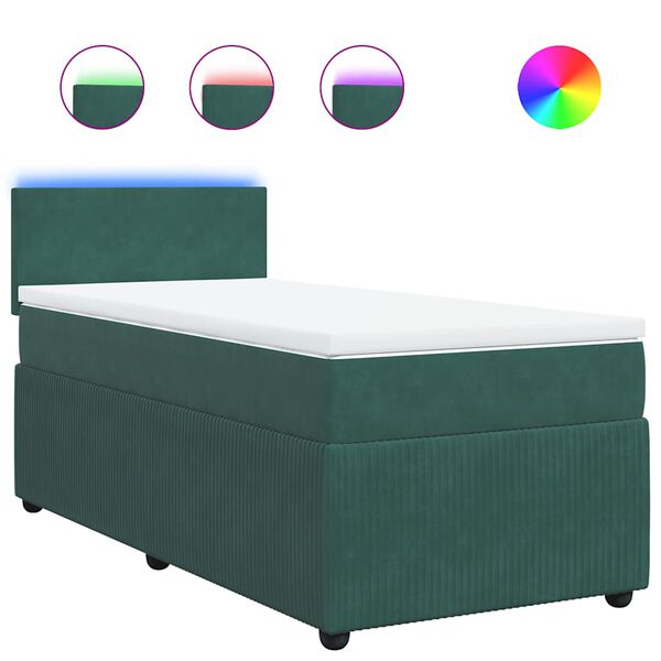 vidaXL Sommier &agrave; lattes de lit et matelas Vert fonc&eacute; 80x200 cm Velours
