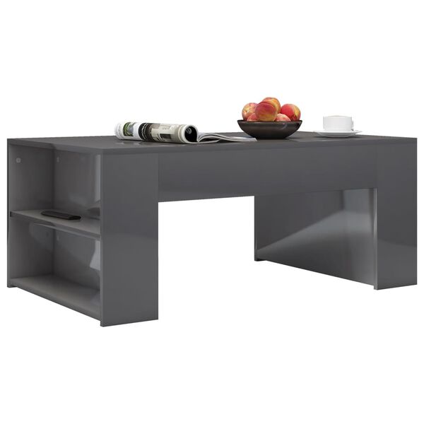 vidaXL Table basse gris brillant 100x60x42 cm bois d'ingénierie