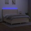 vidaXL Sommier &agrave; lattes de lit matelas et LED Cr&egrave;me 160x200 cm Tissu