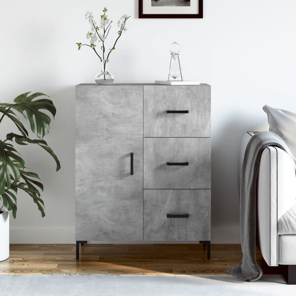 vidaXL Buffet gris b&eacute;ton 69,5x34x90 cm bois d'ing&eacute;nierie