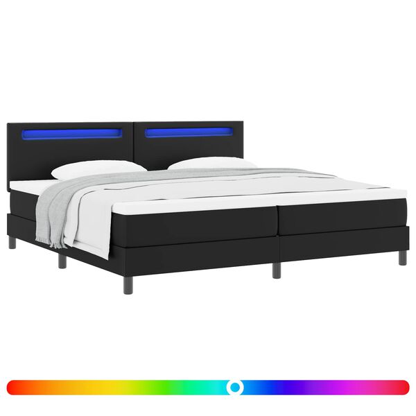 vidaXL Lit &agrave; ressorts avec matelas Noir 200 x 200 cm Simili cuir