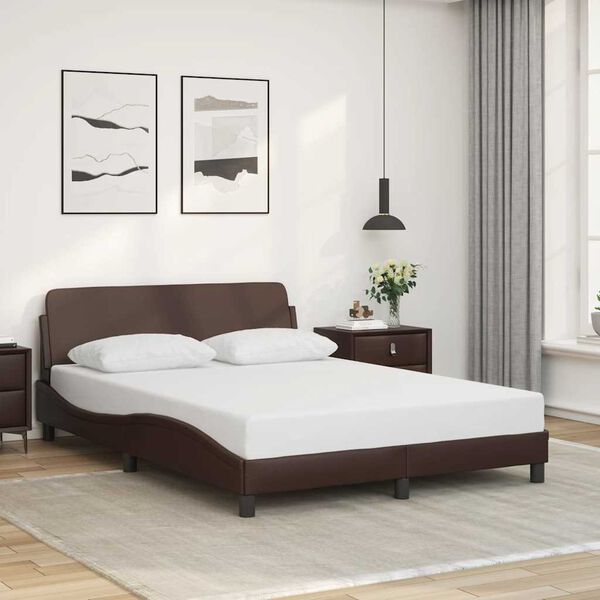 vidaXL Cadre de lit Dover marron 140x190 cm similicuir
