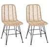vidaXL Chaise de salle &agrave; manger 2 pc Rotin et m&eacute;tal Naturel
