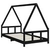 vidaXL Cadre de lit pour enfants noir 90x190 cm bois de pin massif