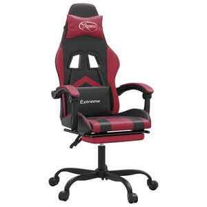 vidaXL Chaise de jeu avec repose-pied Noir/rouge bordeaux Similicuir