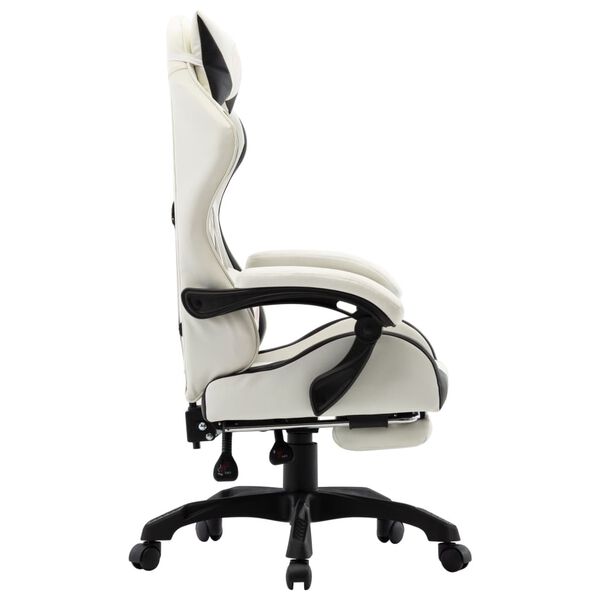 vidaXL Fauteuil de jeux vidéo et repose-pied Noir et blanc Similicuir