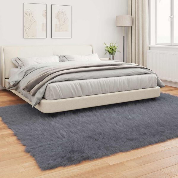 vidaXL Tapis en fausse Tafalla Anthracite 240 x 340 cm Polyester