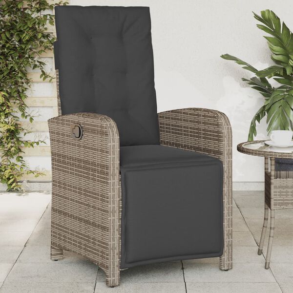 vidaXL Chaise inclinable de jardin et repose-pied gris r&eacute;sine tress&eacute;e