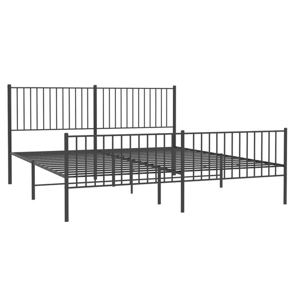 vidaXL Cadre de lit m&eacute;tal sans matelas avec pied de lit noir 200x200cm