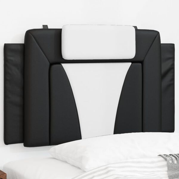 vidaXL Coussin de t&ecirc;te de lit Viana noir et blanc 90 cm similicuir