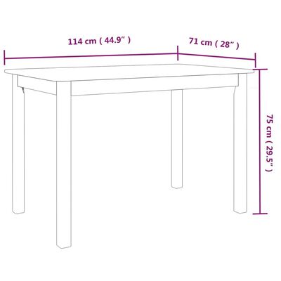 vidaXL Table de salle à manger Blanc 114x71x75 cm Bois d'hévéa massif