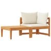 vidaXL Salon de jardin 2 pcs avec coussins blanc cr&egrave;me Bois d'acacia
