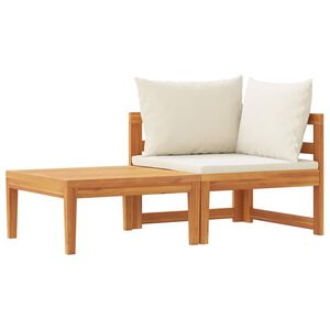 vidaXL Salon de jardin 2 pcs avec coussins blanc cr&egrave;me Bois d'acacia