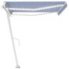 vidaXL Auvent automatique capteur de vent/LED 450x300 cm Bleu et blanc