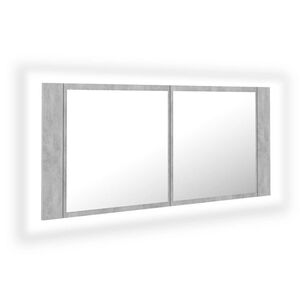 vidaXL Armoire de salle de bain &agrave; miroir LED Gris b&eacute;ton Acrylique