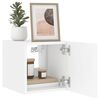 vidaXL Meubles TV muraux avec lumi&egrave;res LED 2 pcs blanc 30,5x35x30 cm