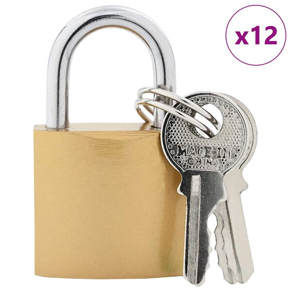 vidaXL U Lock avec Cl&eacute;s 12 pcs Laiton Fer